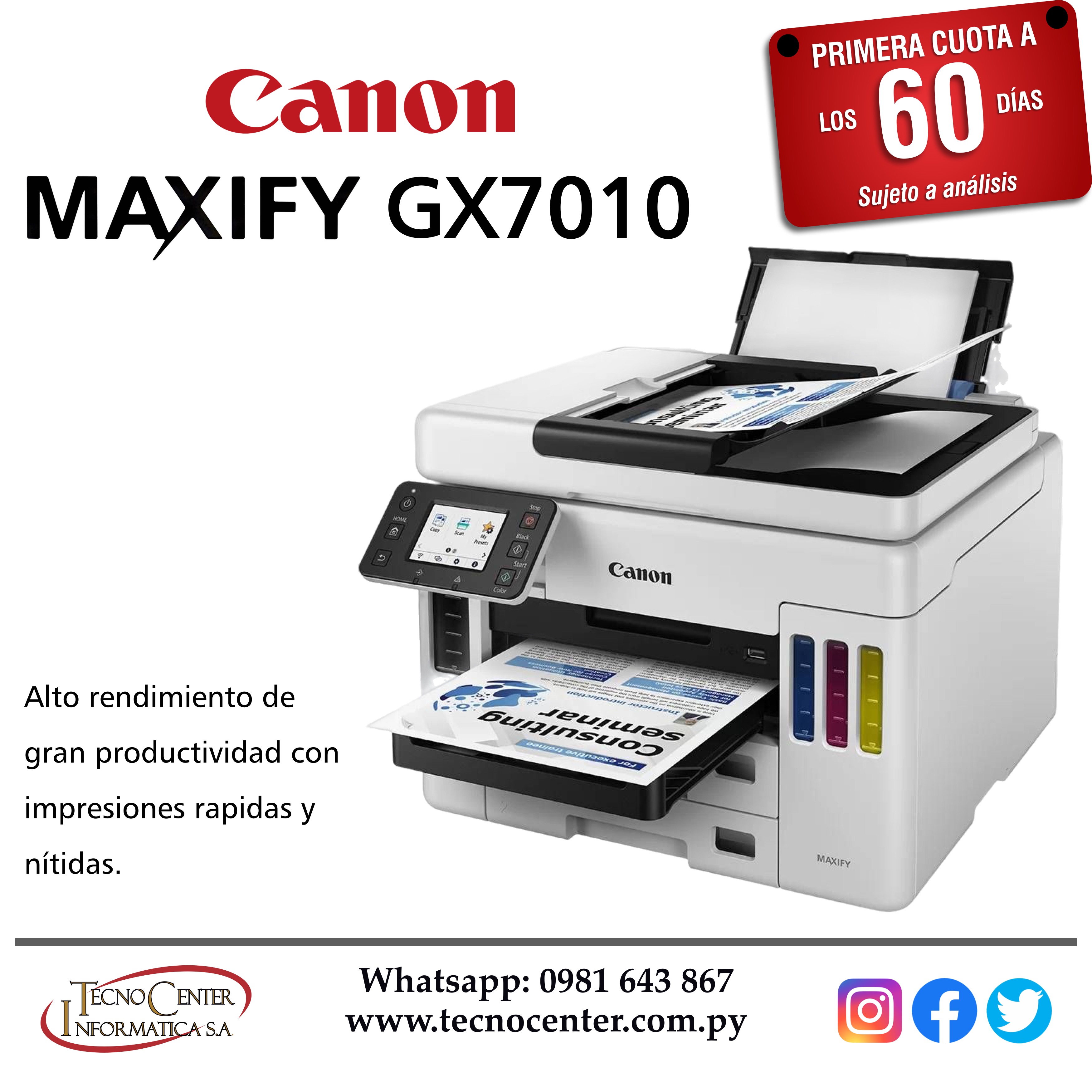 Impresora Multifuncional Canon MAXIFY GX7010